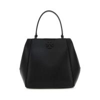托里.伯奇(TORY BURCH)小黑皮单肩包女士链条斜挎包真皮桶包金色