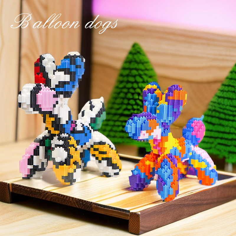 气球狗微小颗粒立体拼装积木女孩diy儿童玩具模型摆件高清大图
