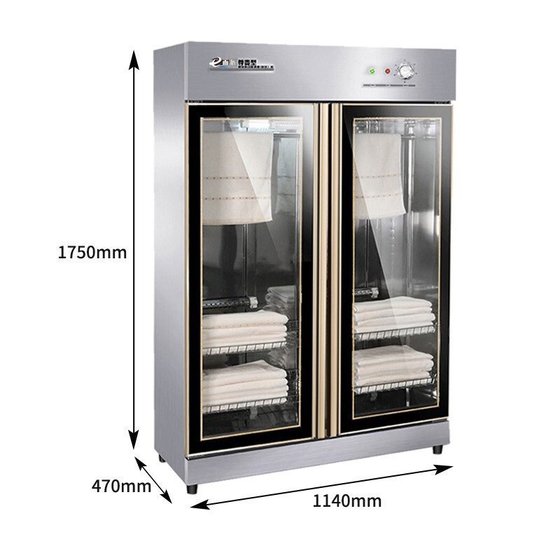 桑拿沐足城低温红外线紫外线臭氧消毒柜床单衣物拖鞋双门不锈钢商用