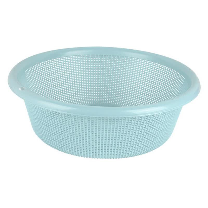 茶花(CHAHUA)乐惠圆筛塑料篮子筐圆形加厚洗菜篮筐收纳大号整理厨房沥水蓝家用015006 浅蓝色 41.5CM