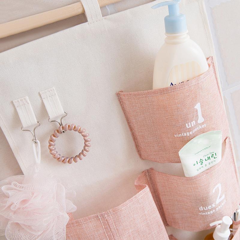 家用布艺棉麻收纳挂袋卫生间小物件多层挂兜宿舍书本墙壁收纳袋