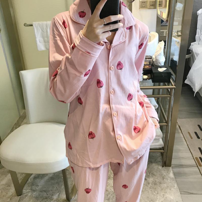 莓七件套睡衣女夏春秋甜美可爱韩版清新学生长袖家居服套装莓七件套