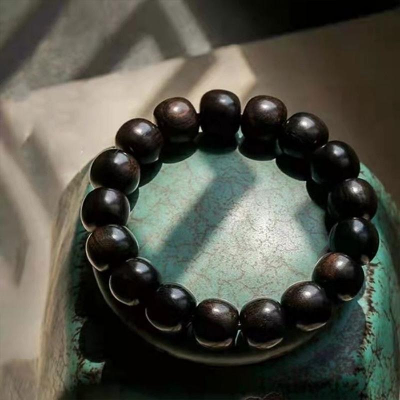 东非紫光檀雕刻文玩佛珠手串高密黑檀木乌木手链男女士款紫光檀20单颗