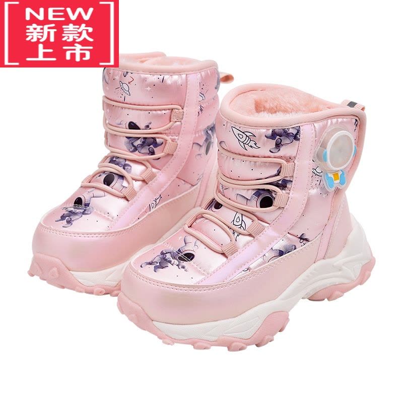 可莉允防水儿童雪地靴女2022新款冬童鞋女童棉靴加绒加厚防滑棉鞋雪地棉图片