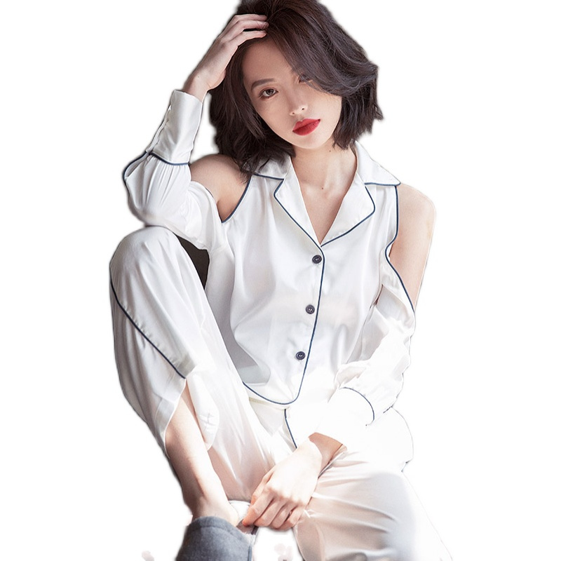 hlcoman明星同款睡衣女秋长袖春季开衫可爱月子公主风家居服春秋女士