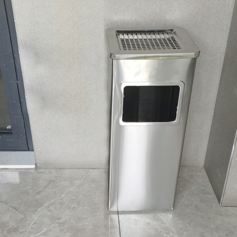 风雷缘不锈钢圆形大号商用垃圾桶立式烟灰桶电梯口高档户外方型不锈钢高清大图