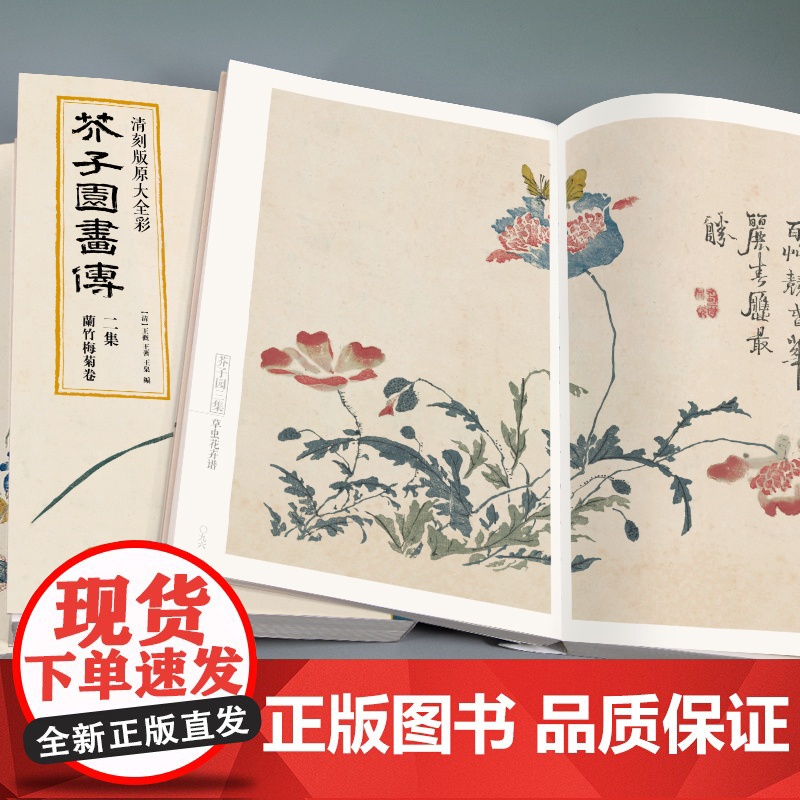 芥子园画谱(全3册)套装画传康熙原大彩色版完整王概正版邮国画高清大图