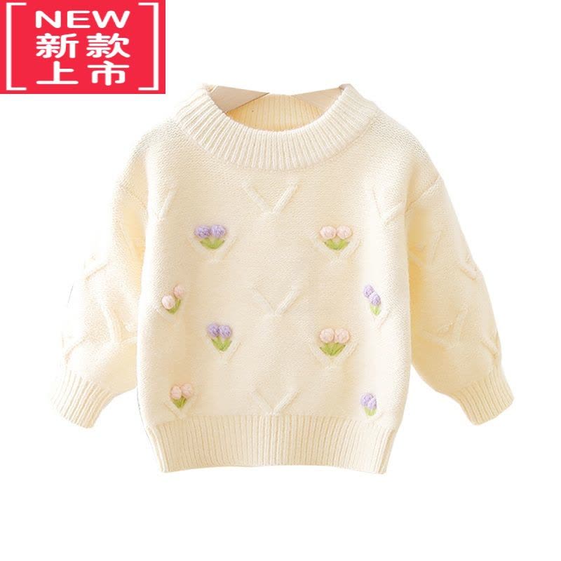 可莉允女宝宝秋冬套头毛衣女童甜美洋气外穿针织衫小女孩打底加绒毛线衣图片