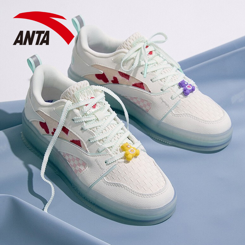 安踏女鞋小白鞋新款果冻底滑板鞋透气厚底板鞋122228040