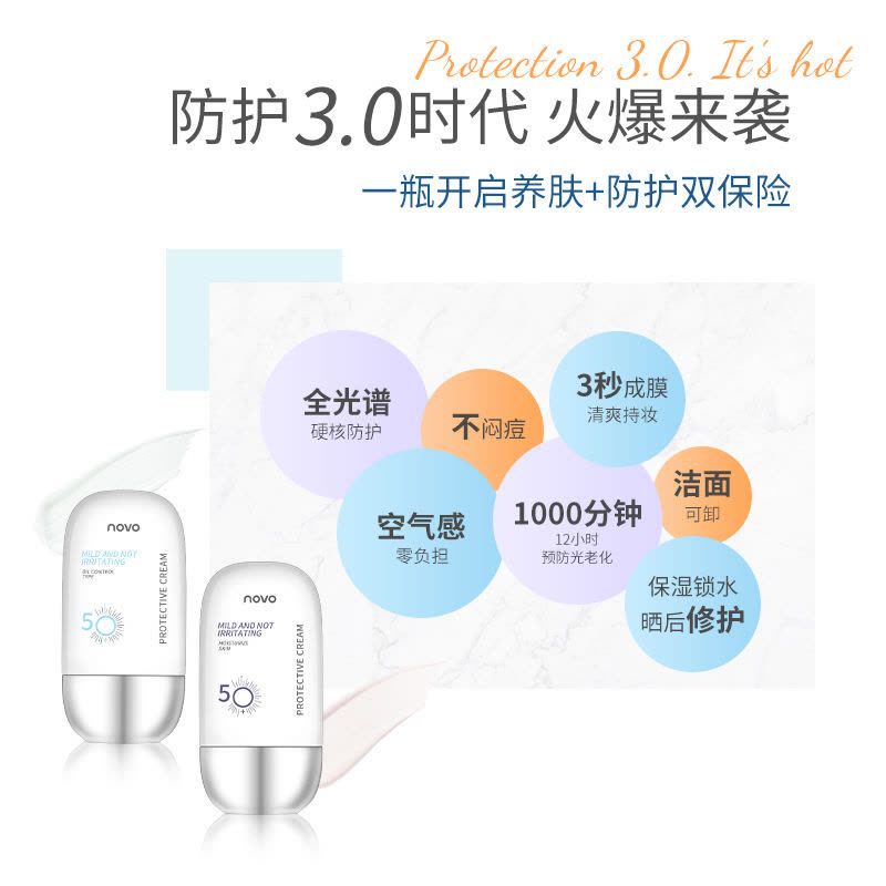 NOVO隔离霜学生军训防紫外线隔离遮瑕隔离乳护肤防水汗持久保湿女 01#水漾清爽图片