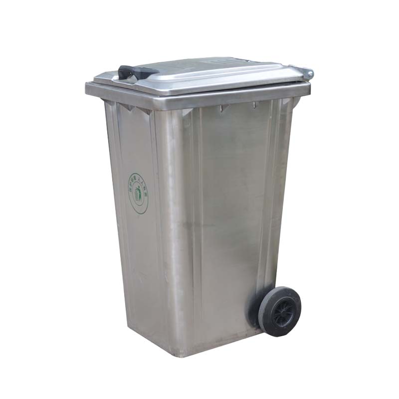 铭威盾户外240L不锈钢环卫挂车垃圾桶大号带轮120升环保市政物业果皮箱【1.2厚度+橡胶轮】240L不锈钢