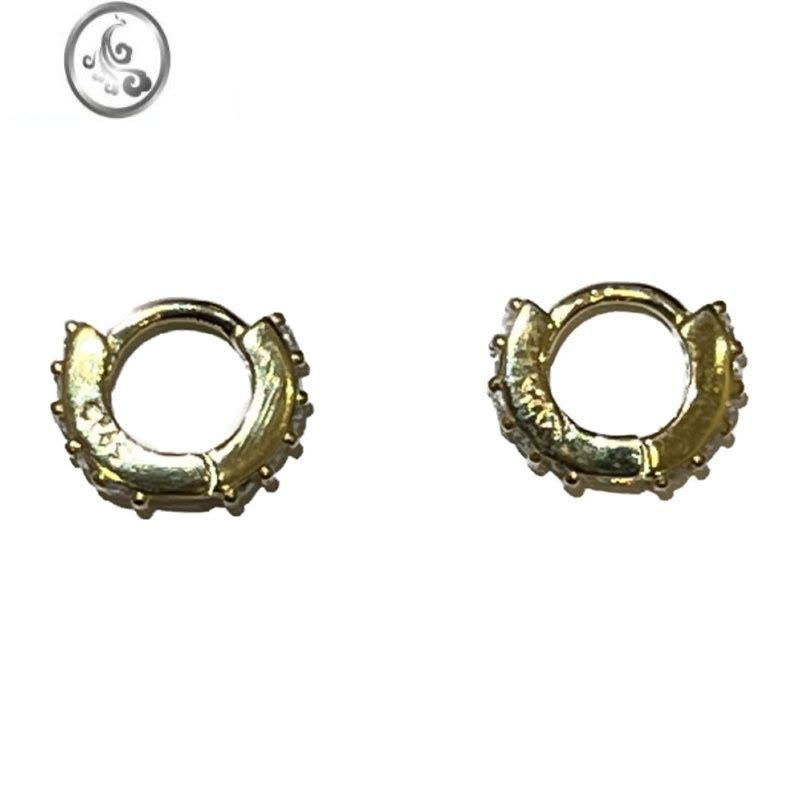 JiMi超迷你耳皮钉睡觉不用摘银银镀金锆石小耳圈女日系极小耳骨钉ins图片