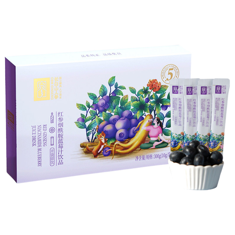 长白山人参红参蓝莓汁参香柔和果香浓郁入口顺滑盒装300g