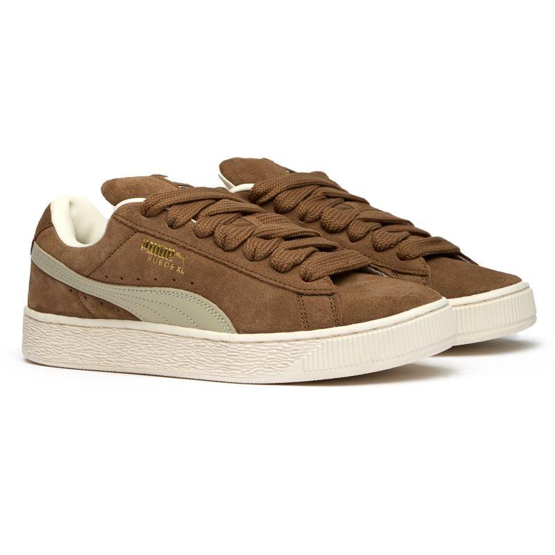 彪马(Puma)复古潮流板鞋男鞋休闲训练鞋咖啡色麂皮拼接加厚鞋底经高清大图