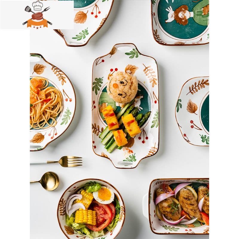 创意日式可爱碗盘餐具汤碗饭碗面碗个性家用碗碟套装网红 敬平 2人食9件套图片