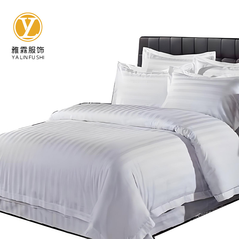雅霖服 全棉加密缎条白色三件套YLF-SJT090911 套高清大图