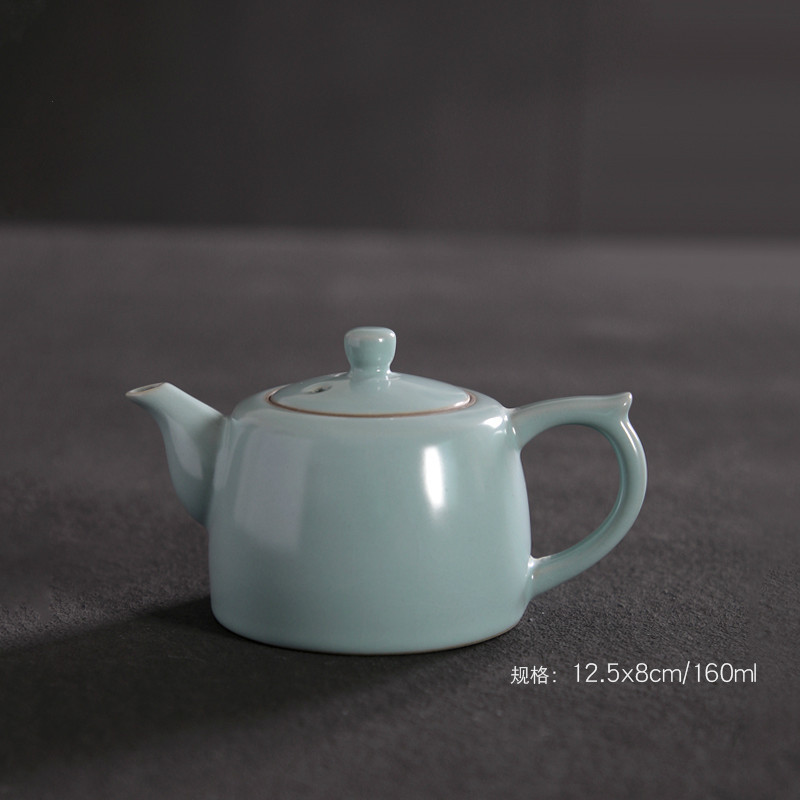 美帮汇天青汝窑茶壶陶瓷茶具套装家用汝瓷开片泡茶器茶道配件可养小单壶高清大图