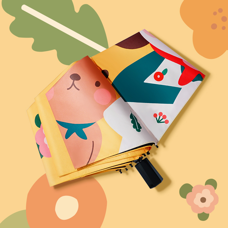 红叶三折内翻半夏时光伞 折叠雨伞ins小清新学生防晒遮阳伞防紫外线太阳伞晴雨两用 颜色随机-3198!