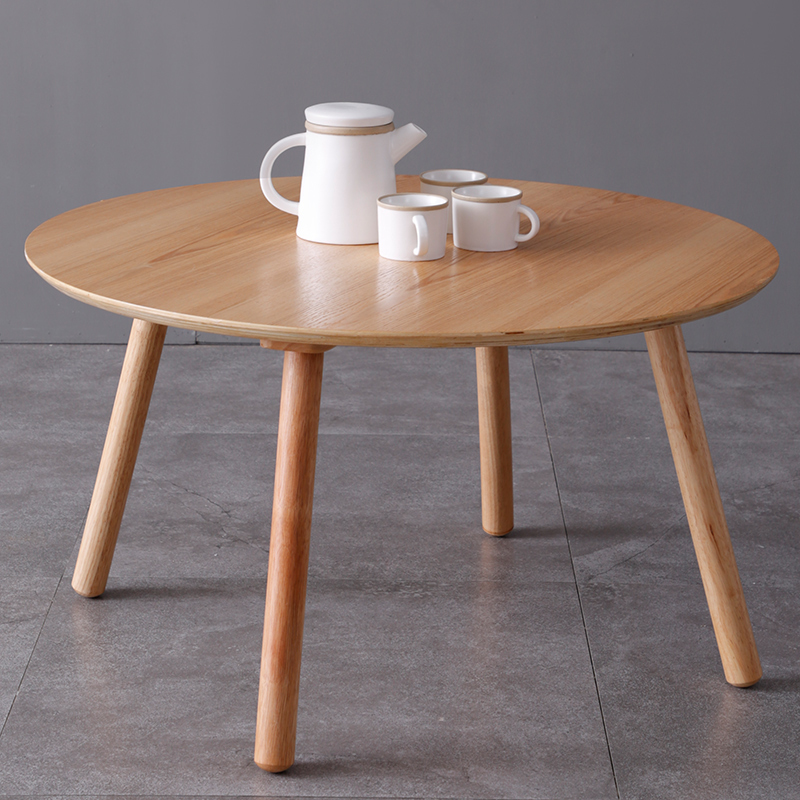 简约北欧实木茶几时尚简易沙发客厅小户型创意茶桌圆形茶几小桌子