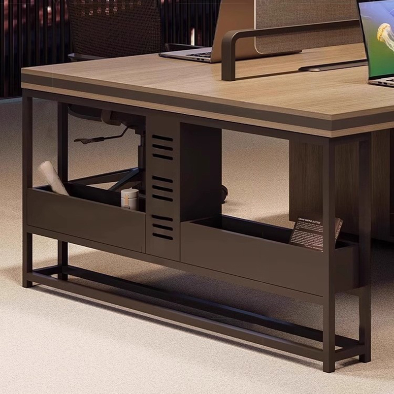 烁恒员工桌八人位+8椅套高清大图