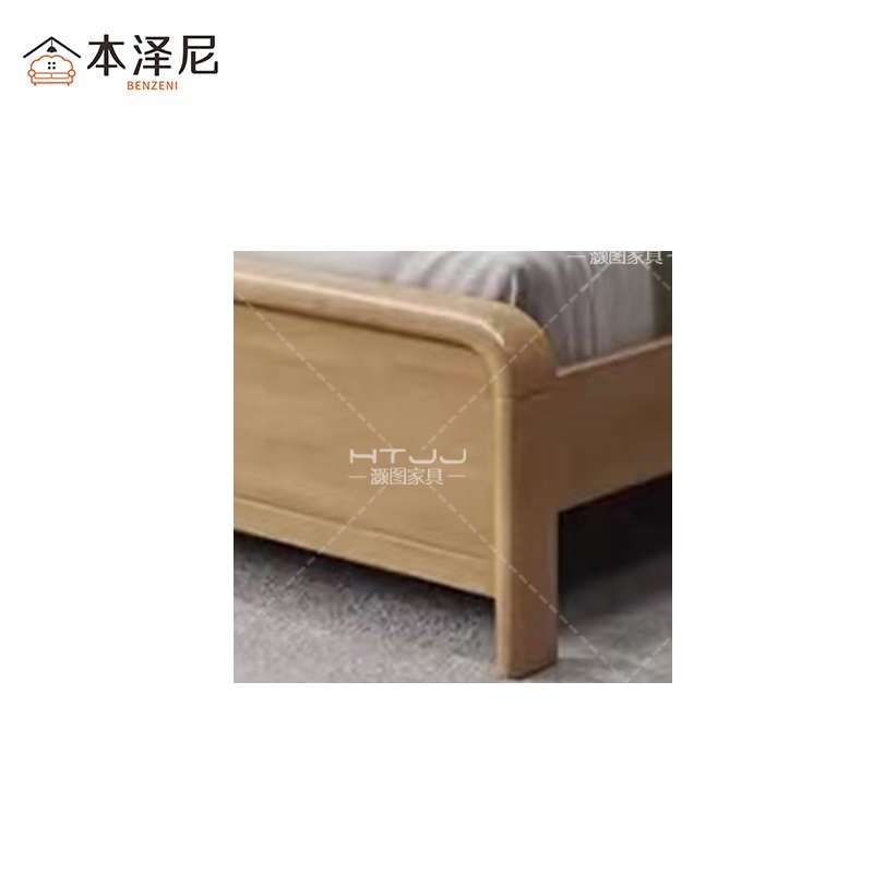 本泽尼 实木床 HTLO-XM152 1500*2000*450mm 张高清大图