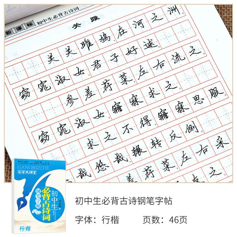 初中必背古诗词文言文临摹钢笔字帖中考练字帖正楷行楷练字本 必背古诗词(行楷)