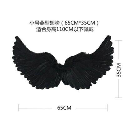 万圣节表演出天使恶魔鬼精灵黑色白色成人羽毛翅膀装饰走秀lolita 燕型小号黑色
