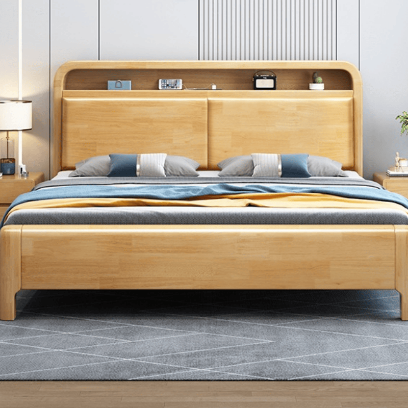 鑫木樽床1.5m原木色+床垫套高清大图