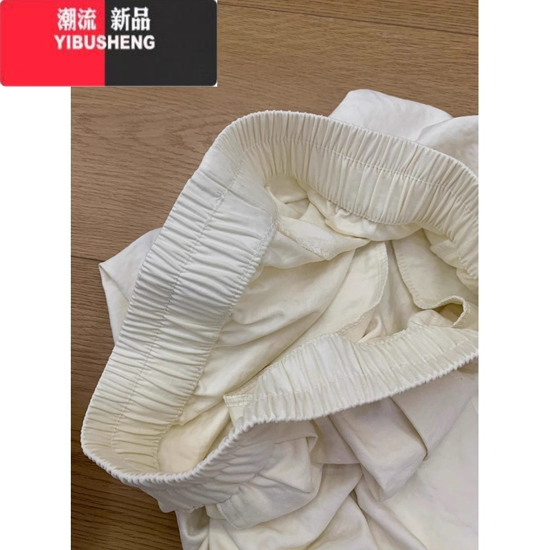 YIBUSHENG2024新款高腰休闲裤女季宽松阔腿原宿风直筒休闲百搭冰丝山本裤