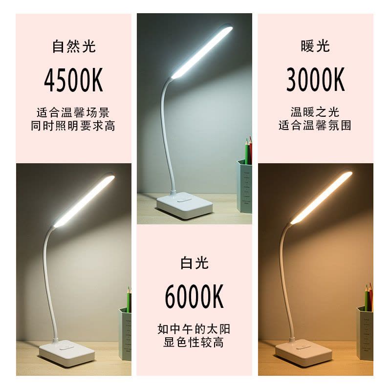 led护眼学习台灯防近视大学生宿舍阅读办公usb充电床头调光小台灯图片