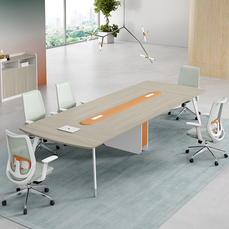 鑫金虎 时光榆木系列会议桌办公桌长条桌洽谈桌 4.2m高清大图