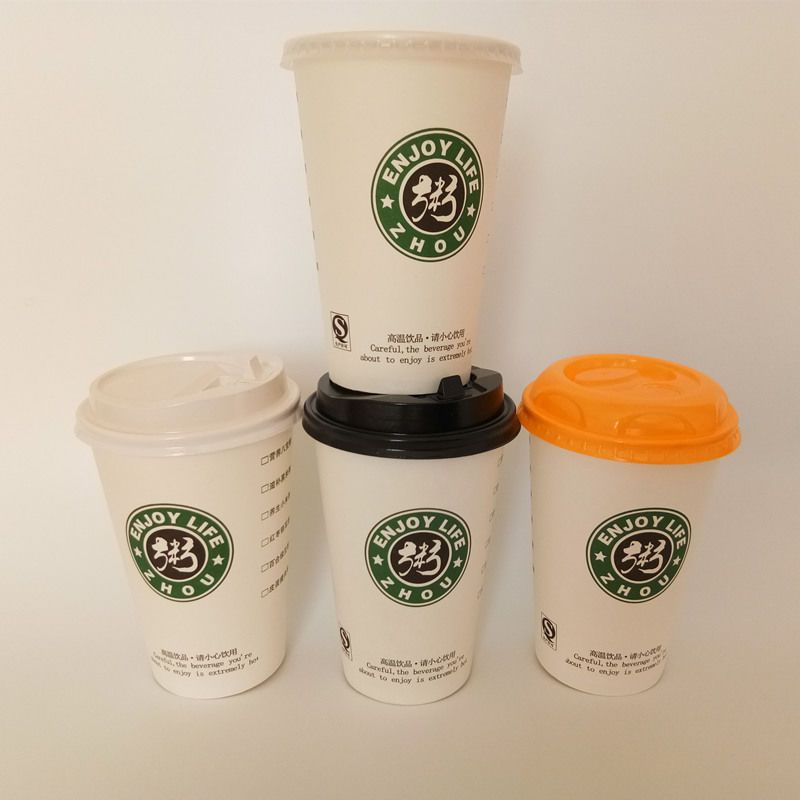 一次性厚纸杯粥杯豆浆杯16a450ml早餐外卖打包可封口20|200套(白开关盖+杯+袋+粗管) 卡通混装