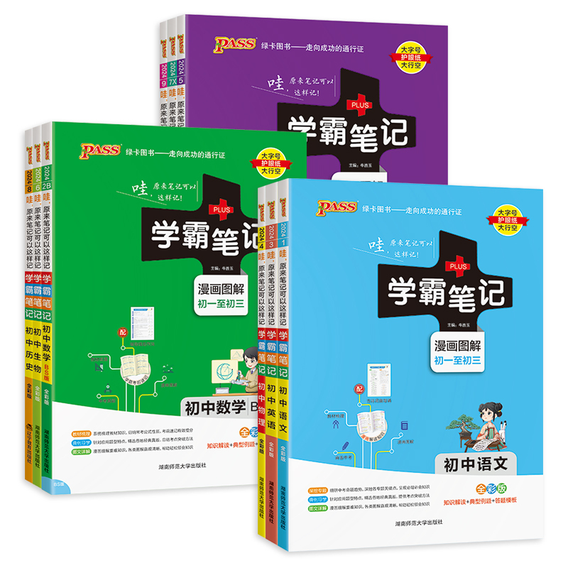 地理[湘教] 初中通用 [正版]2024版学霸笔记初中全套语文数学英语物理化学生物地理道德与法治历史任选pass绿卡图书