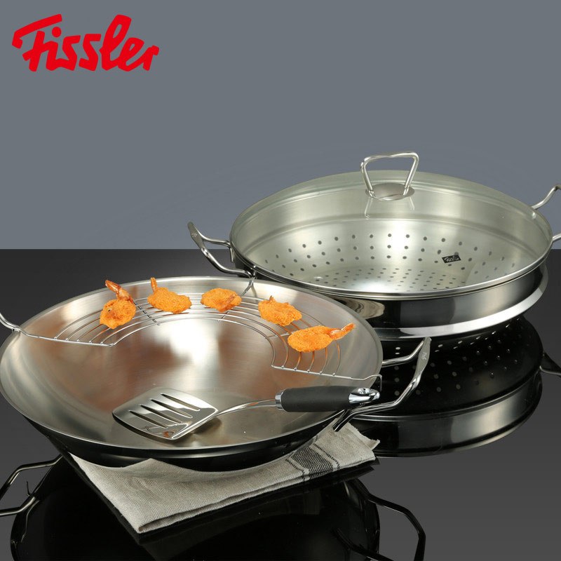菲仕乐(fissler)中式炒锅 TZ00000780 安雅36厘米不锈钢中式炒锅蒸屉3件组