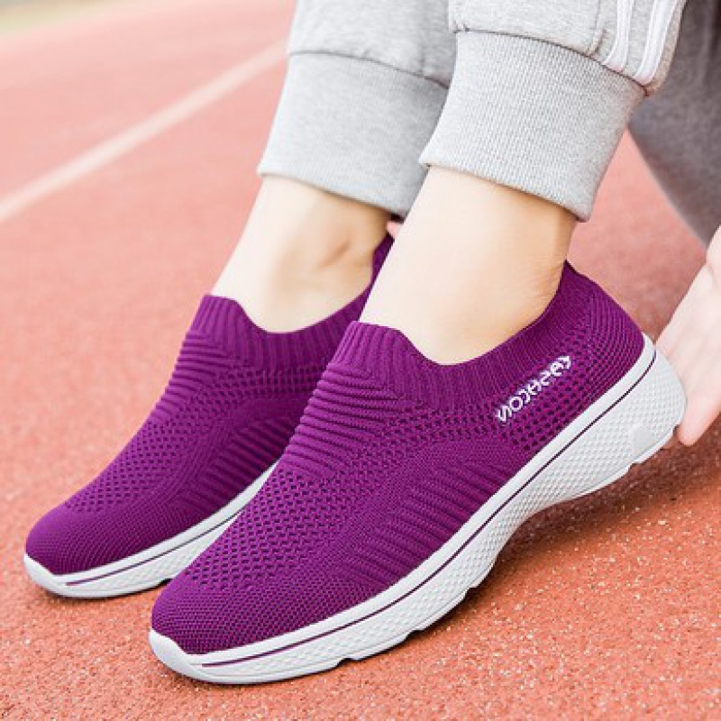 知足力健身老人鞋女旗舰店夏季中老年健步鞋夏天妈妈鞋一脚蹬网面透气