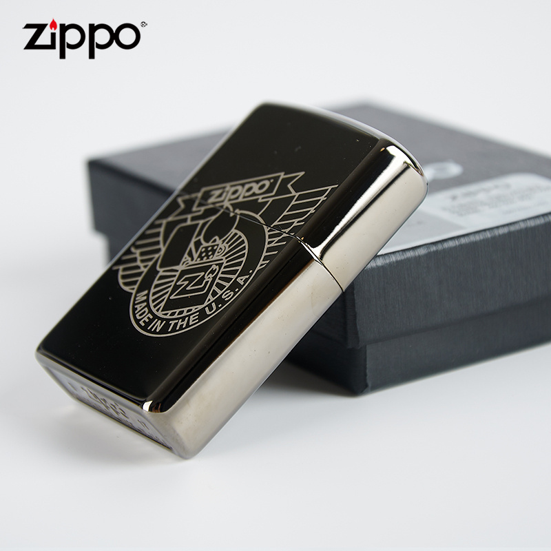 [苏宁自营]打火机官方正品经典黑冰芝宝徽章定制雕刻自用送礼zippo