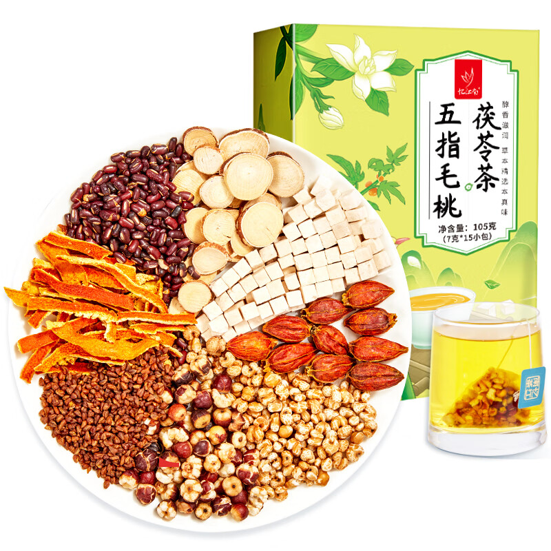 忆江南 茶芡实赤小豆玉米须五指毛桃除气苦荞麦养生茶包 五指毛桃茯苓茶105g*1盒