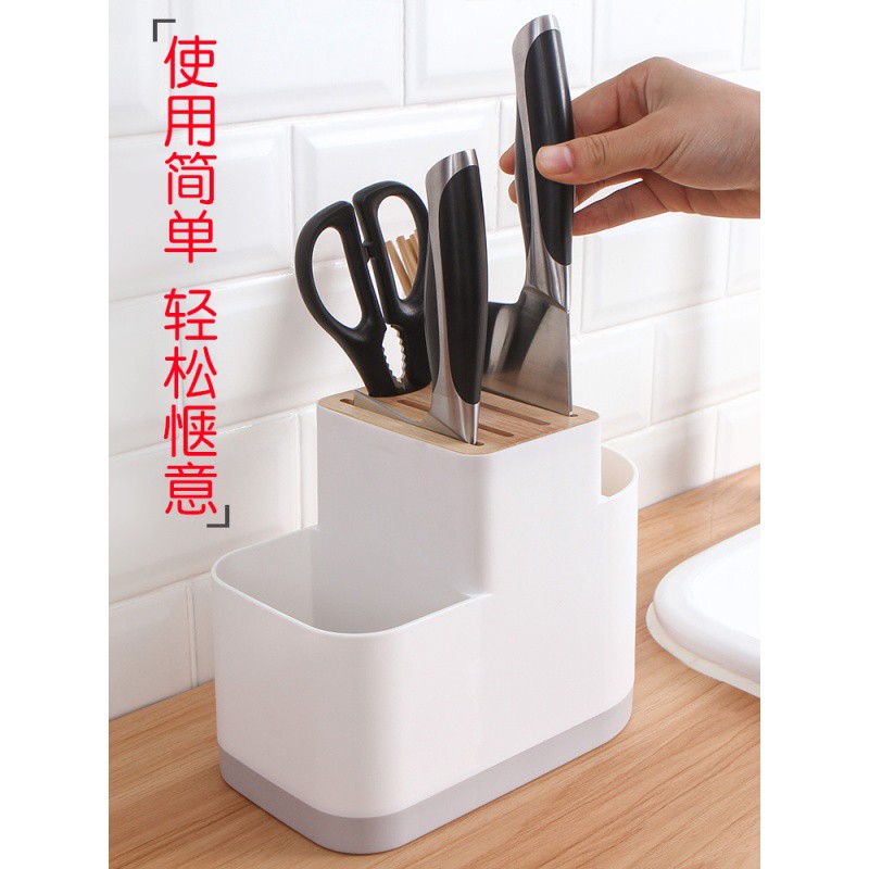多功能筷笼刀架一体家用厨房用品刀座放菜刀具的收纳置物架子简易收纳层架 三维工匠高清大图