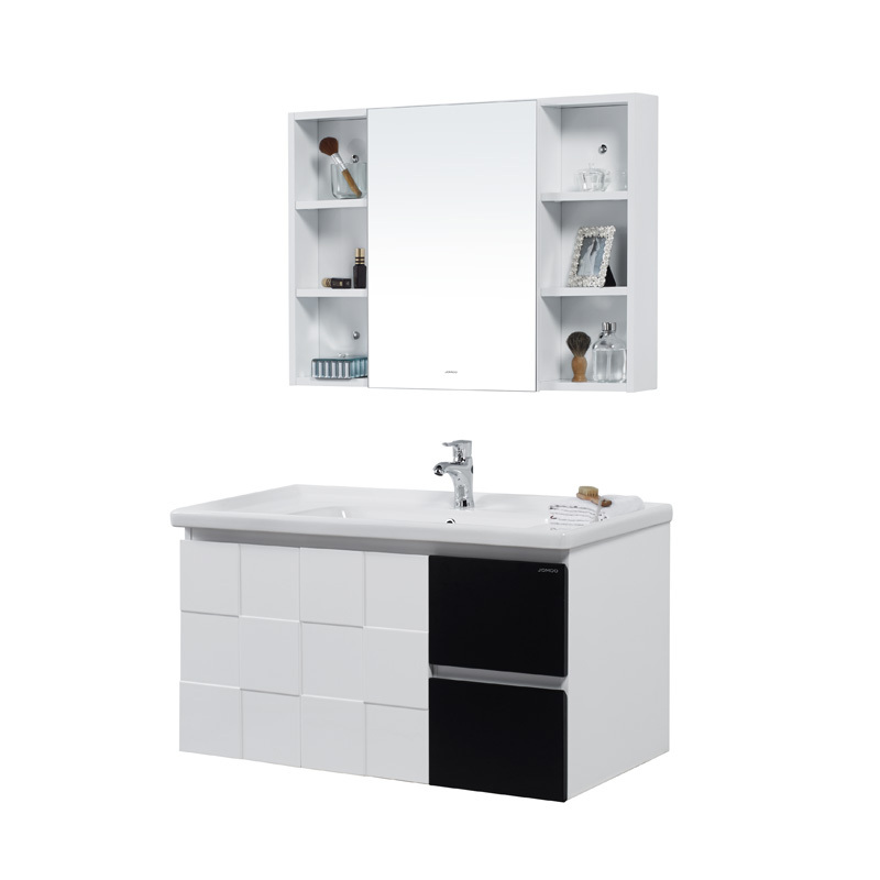 jomoo九牧 实木浴室柜黑白橡胶木浴室柜组合洗脸盆洗漱台洗手池a2181