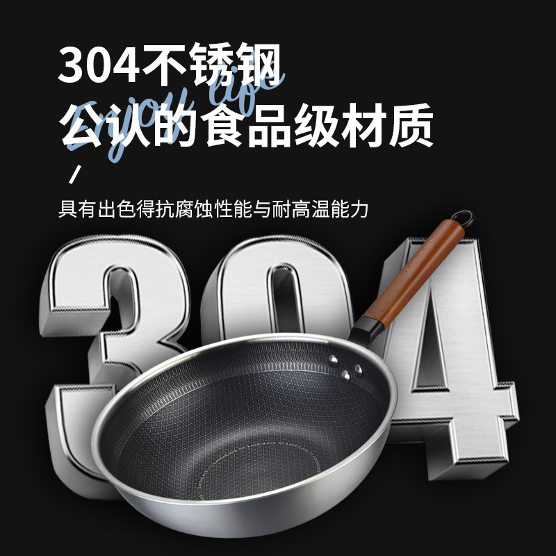 乐扣乐扣不粘锅炒锅家用炒菜锅不锈钢电磁炉燃气灶专用平底锅28CM