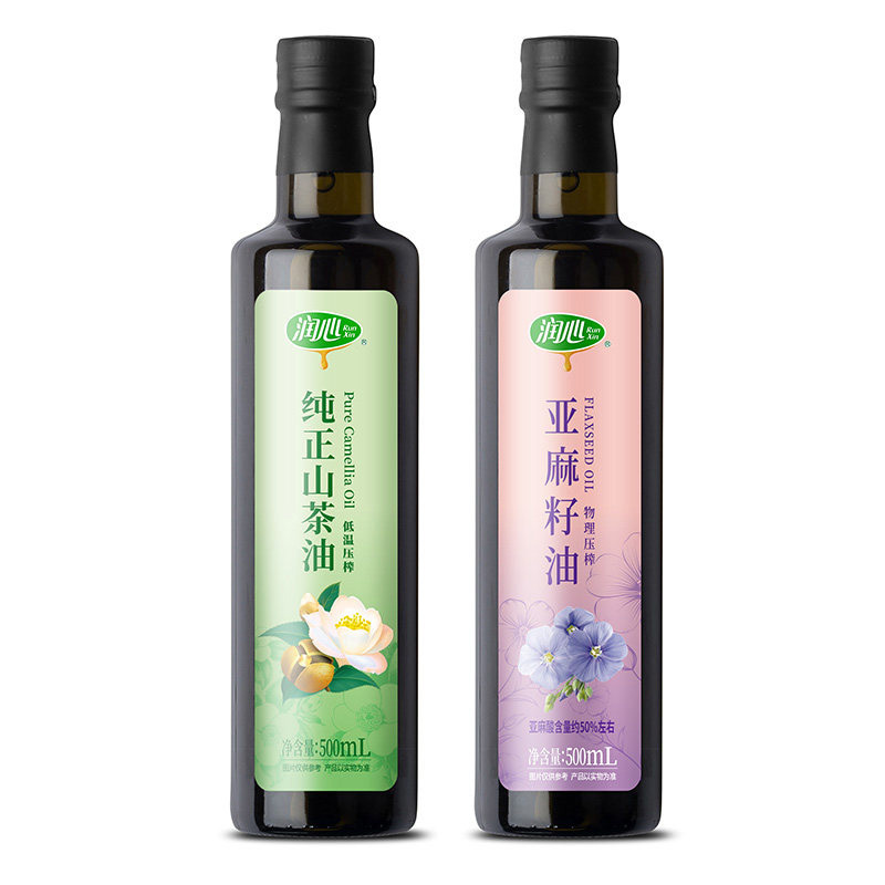 润心食用油组合无负担亚麻籽油+纯正山茶油500ml*2高清大图