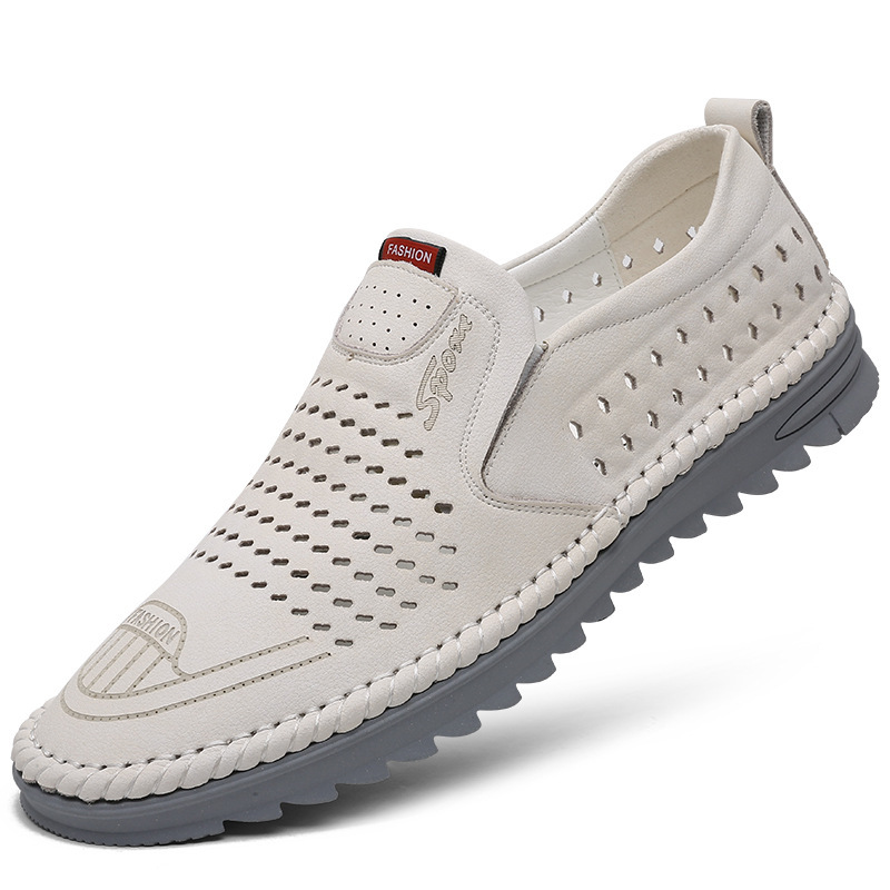 奥康2024夏季男士真皮凉鞋男镂空透气洞洞鞋男手工缝制休闲皮鞋