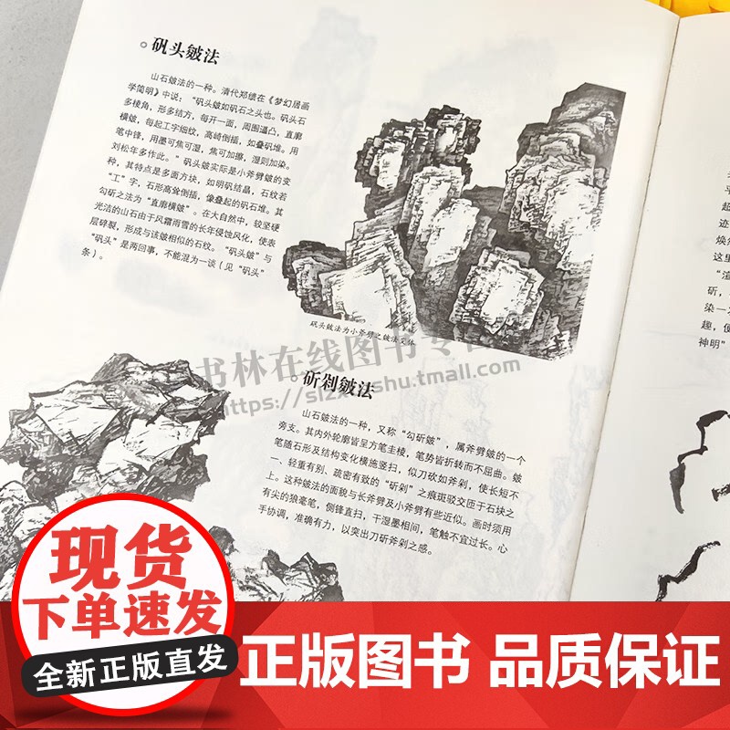 中国山水画技法学谱(修订版)国画教程美术写意工笔水墨云水树木山石点景设色画法教学16开绘画书籍 河北美术出版社高清大图