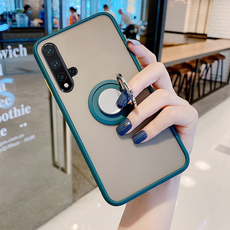 网红男女新款保护套边框撞色时尚硬壳华为nova5pro军绿磁吸手手机座