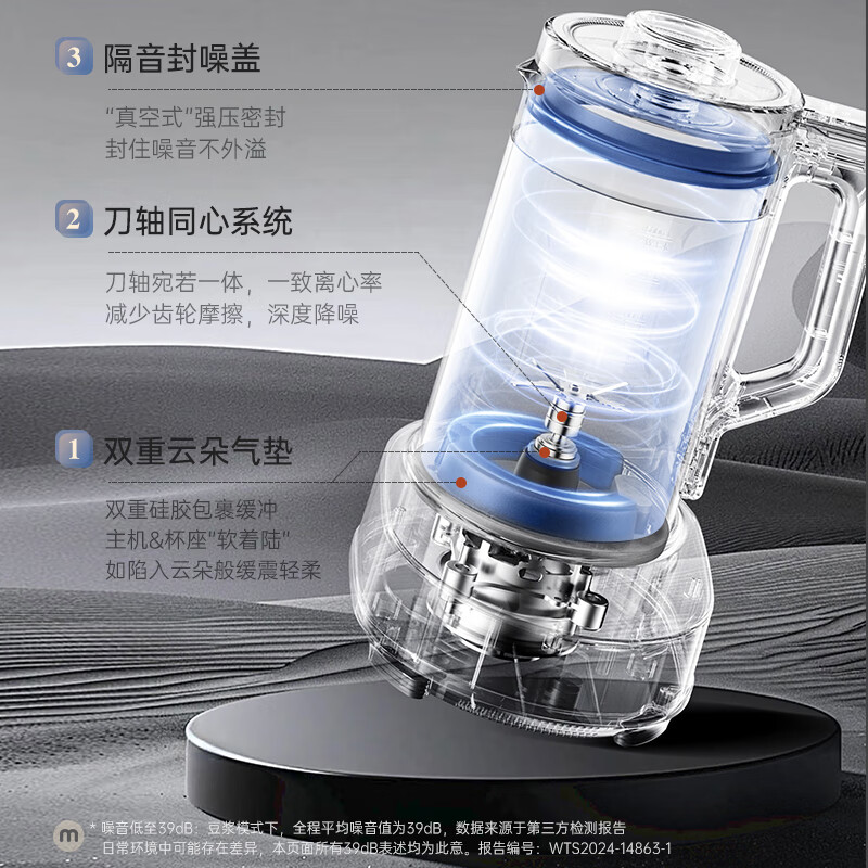 摩飞 家用柔音豆浆机多功能加热全自动一键清洗预约保温破壁机 MR8202A高清大图