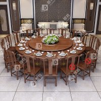 居将电动餐桌餐厅大圆桌转盘餐桌椅组合 3米圆桌 16把餐椅