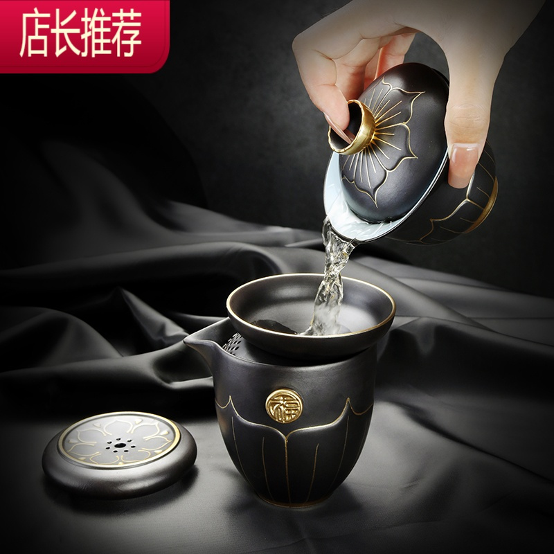 大号三才盖碗单个不烫手茶杯泡茶有盖碗陶瓷碗带盖特大号茶具套装JING PING