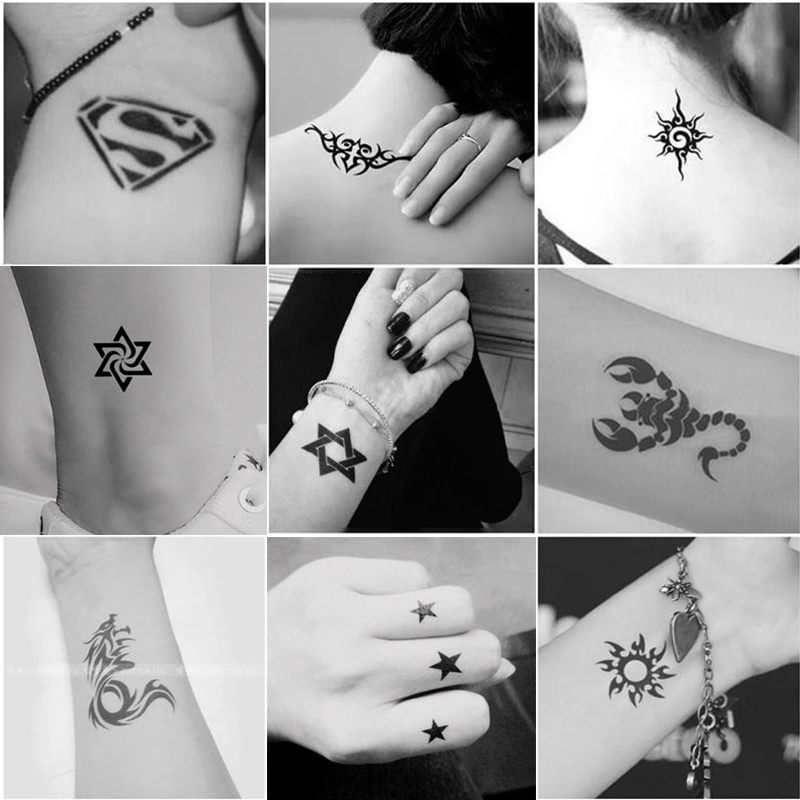 暗黑系纹身贴防水男女持久仿真花臂刺青个性图腾潮小图案身体彩绘