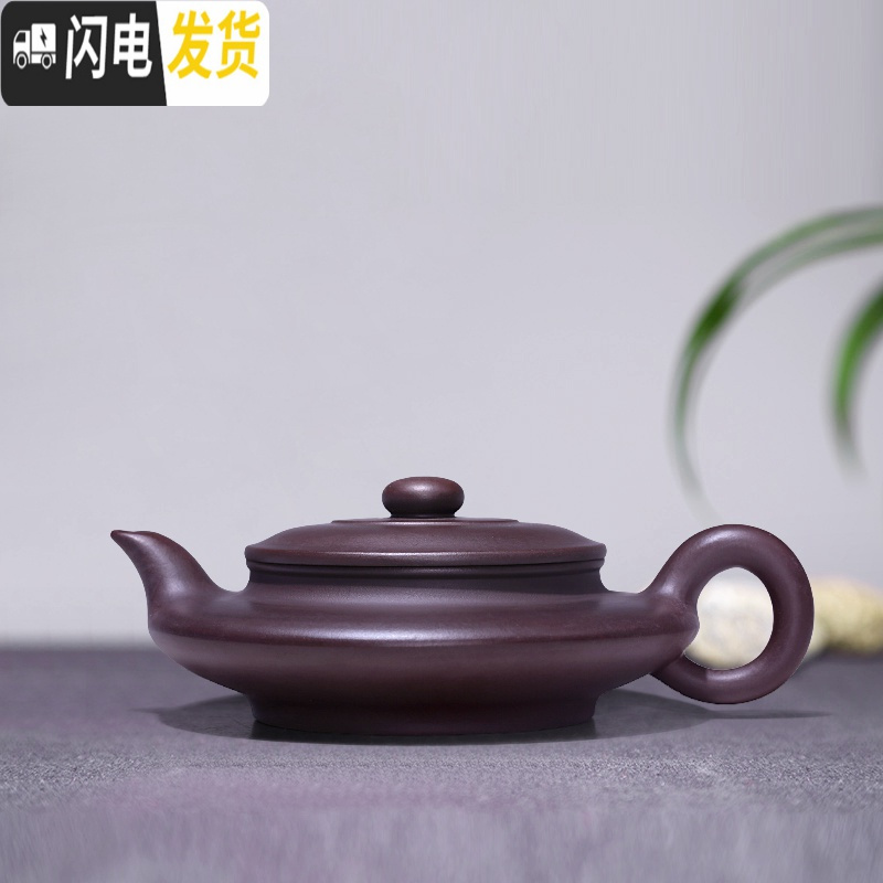 三维工匠 宜兴紫砂壶名家全手工纯陈忠徐大红袍描金原矿西施石瓢竹 陈忠徐高难度龙血砂龙扁壶茶具