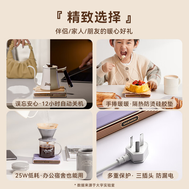 大宇(DAEWOO) 加热杯垫保温杯垫恒温杯垫暖茶水杯垫加热电热杯垫养生杯垫隔热IC02(保温杯垫)黛雾紫高清大图